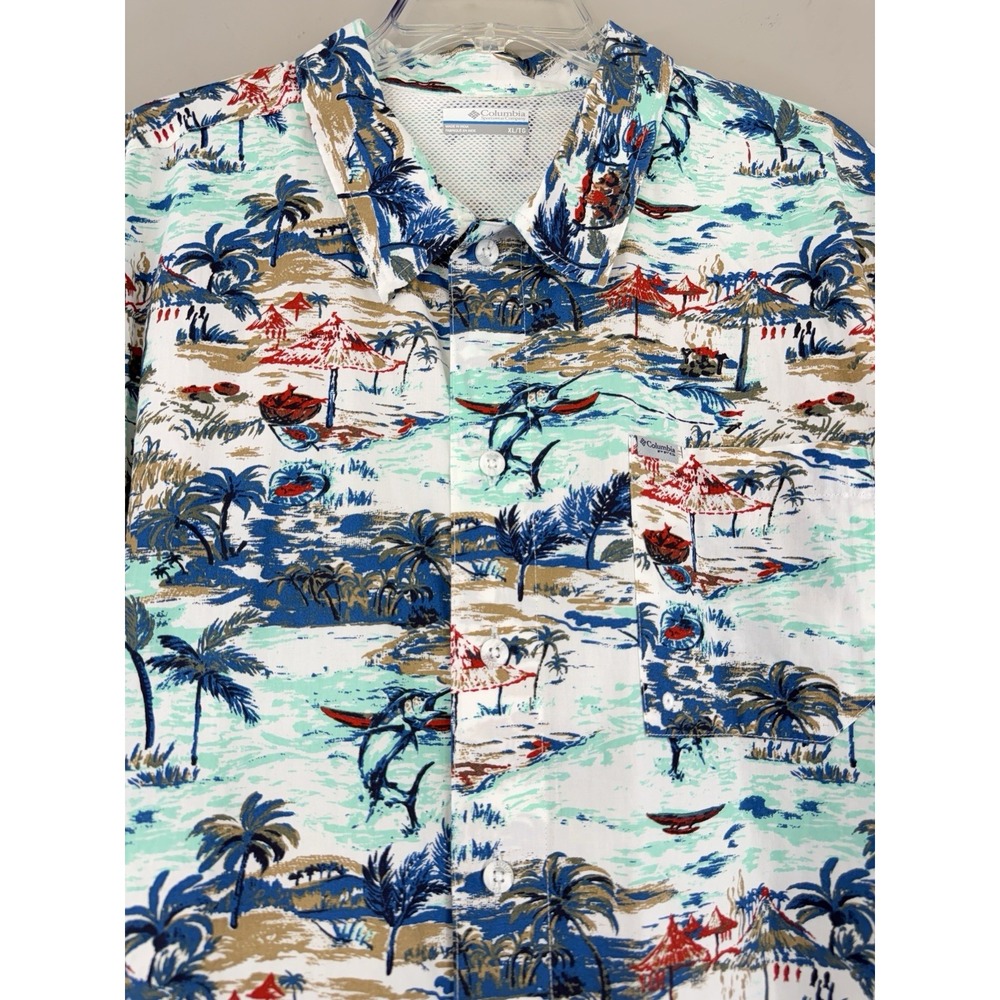 Columbia PFG Vented Shirt Men's XL Hawaiian Sailfish Swordfish Print